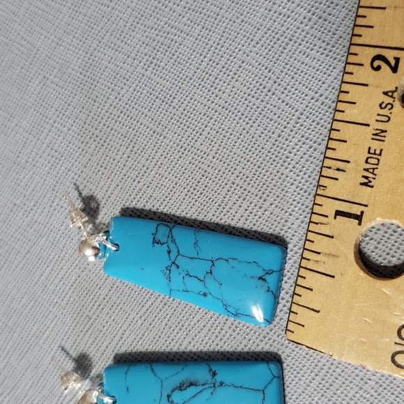 New Beautiful Geniune Slab Turquoise Dangle Post Earrings - Picture 5 of 6